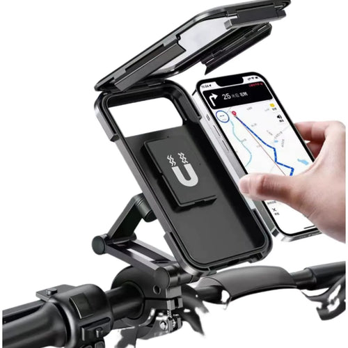 Adjustable Bike/Motorcycle Phone Mount - 360° Rotating Waterproof & Shockproof, Retractable Touchscreen Holder for Cycling